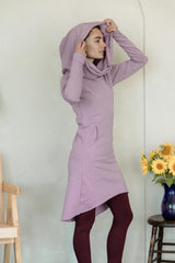 Nomad Dress- hooded cowl dress made from 100% organic cotton fleece - cozy warm dress - sweatshirt dress
