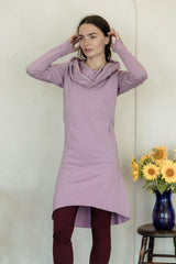 Nomad Dress- hooded cowl dress made from 100% organic cotton fleece - cozy warm dress - sweatshirt dress