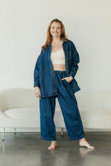 Jeans Número 2 - Wide leg organic cotton jeans with elastic waist and drawstring