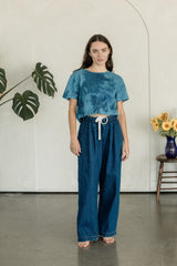 Jeans Número 2 - Wide leg organic cotton jeans with elastic waist and drawstring