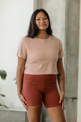 Copenhagen Crop Top - 100% organic cotton botanical dyed and undyed textured top