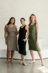 Míša Dress - Organic cotton lightweight sleeveless sweater knit dress with drawstring and pockets