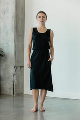 Míša Dress - Organic cotton lightweight sleeveless sweater knit dress with drawstring and pockets