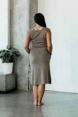 Míša Dress - Organic cotton lightweight sleeveless sweater knit dress with drawstring and pockets