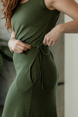 Míša Dress - Organic cotton lightweight sleeveless sweater knit dress with drawstring and pockets