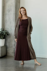 Dentelle Duster (maxi) - organic cotton full length kimono style wrap with elegant lace knit