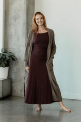 Dentelle Duster (maxi) - organic cotton full length kimono style wrap with elegant lace knit