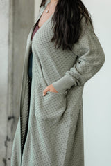 Dentelle Duster (maxi) - organic cotton full length kimono style wrap with elegant lace knit