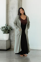 Dentelle Duster (maxi) - organic cotton full length kimono style wrap with elegant lace knit