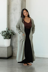Dentelle Duster (maxi) - organic cotton full length kimono style wrap with elegant lace knit