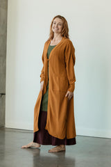 Dentelle Duster (maxi) - organic cotton full length kimono style wrap with elegant lace knit