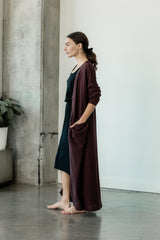 Dentelle Duster (maxi) - organic cotton full length kimono style wrap with elegant lace knit