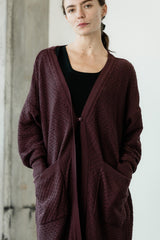 Dentelle Duster (maxi) - organic cotton full length kimono style wrap with elegant lace knit