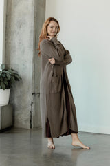 Dentelle Duster (maxi) - organic cotton full length kimono style wrap with elegant lace knit