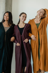 Dentelle Duster (maxi) - organic cotton full length kimono style wrap with elegant lace knit