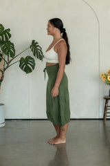 Scachhi Skirt - organic cotton checkerboard sweater knit below the knee skirt with a drawstring waist