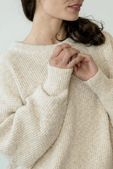 Slub Sweater - Organic cotton crew neck sweater in earthy colors knit from slub yarn