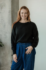 Slub Sweater - Organic cotton crew neck sweater in earthy colors knit from slub yarn
