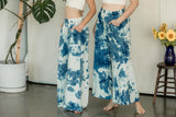 Indigo dyed Saras Pants - ice dyed and solid natural indigo cotton palazzo pants