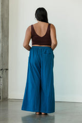 Indigo dyed Saras Pants - ice dyed and solid natural indigo cotton palazzo pants