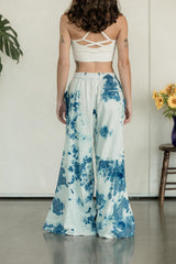 Indigo dyed Saras Pants - ice dyed and solid natural indigo cotton palazzo pants