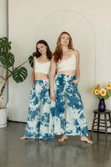 Indigo dyed Saras Pants - ice dyed and solid natural indigo cotton palazzo pants