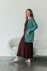 Delightful Duster (Midi) - organic cotton kimono style open sweater with lace knit