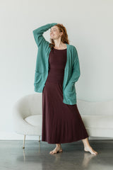 Delightful Duster (Midi) - organic cotton kimono style open sweater with lace knit
