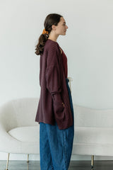Delightful Duster (Midi) - organic cotton kimono style open sweater with lace knit