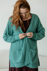 Delightful Duster (Midi) - organic cotton kimono style open sweater with lace knit