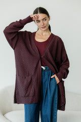 Delightful Duster (Midi) - organic cotton kimono style open sweater with lace knit