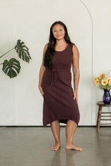 Bee Dress - beautifully knit organic cotton sweater dress with braided belt