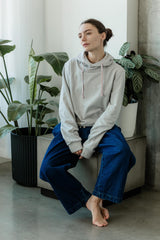 Viento Hoodie - organic cotton hooded sweatshirt with a big hood and high neckline and deep pockets
