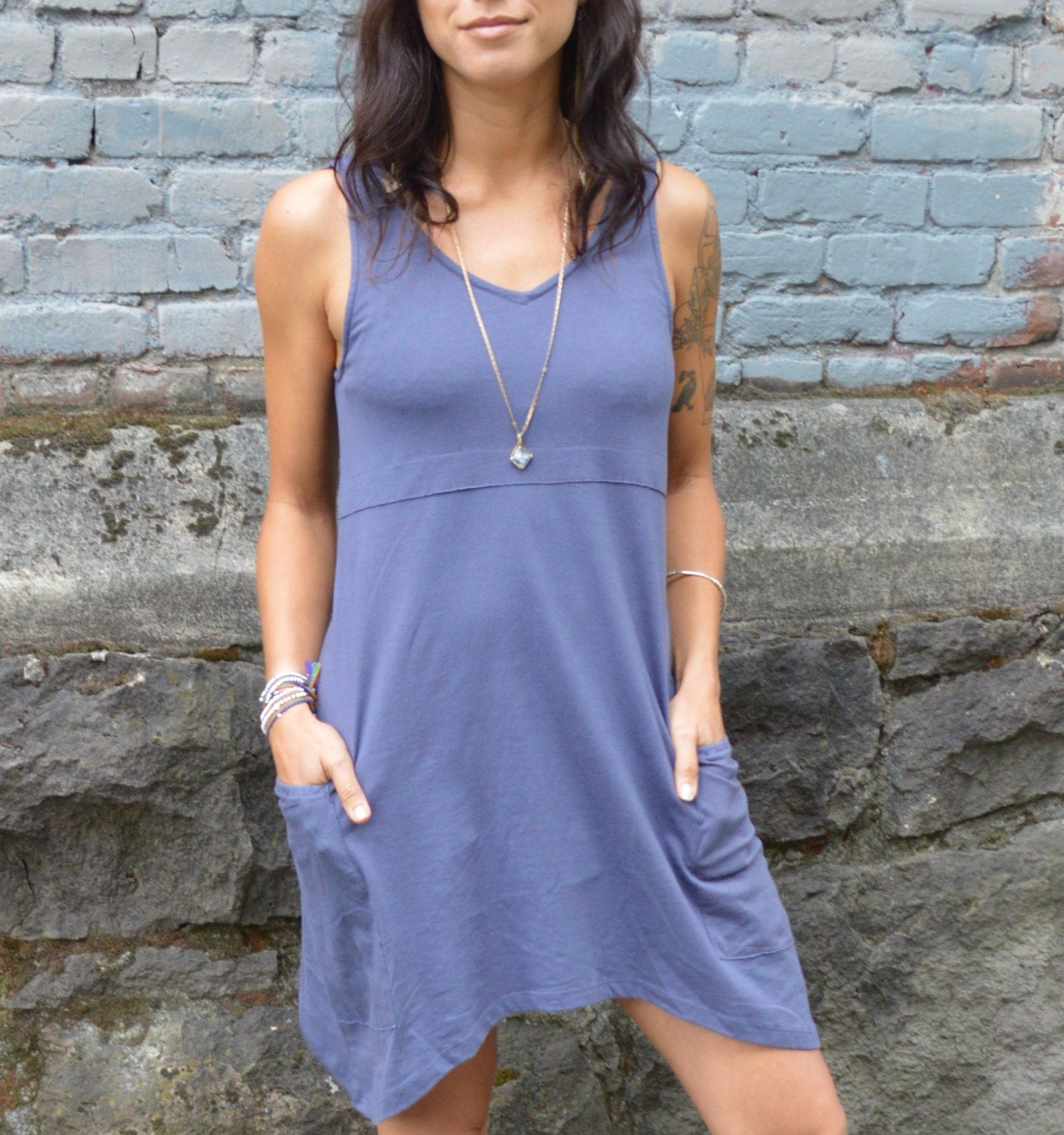 Dragonfly Dress - perfect pocket dress 100% organic cotton - V-neck dress