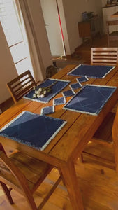 Stonewashed Denim Tableware - Placemats and Coasters - Organic Cotton Indigo dyed denim housewares